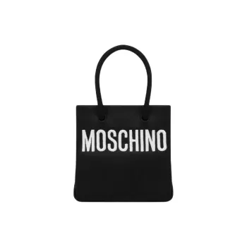 MOSCHINO Silk Blend Viscose Tote Bag Shopping Bag Portable Crossbody Bag Shoulder Bag Mini Women's Black