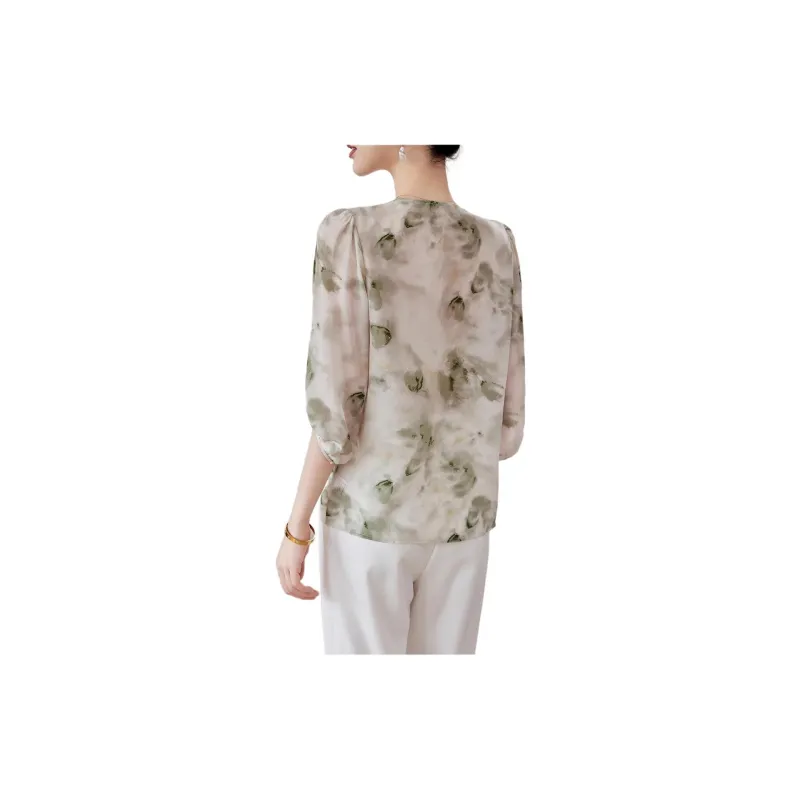 Yi Mengyuan Silk Shirt Women's Green-2