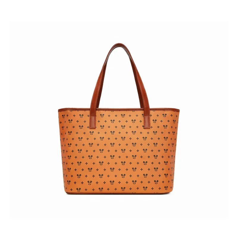 Disney Mickey Series Polyvinyl Chloride Shoulder Bag Tote Large Size Women's Brown-3