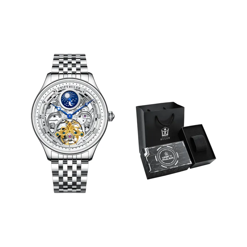 Respect The Time Mechanical Movement Metal Strap Watch Men's Watches Silver Dial-1