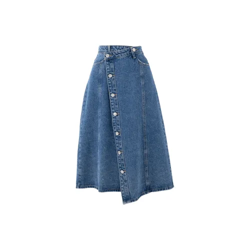 SOON FLOWER Denim Long Skirts Summer Women's Blue