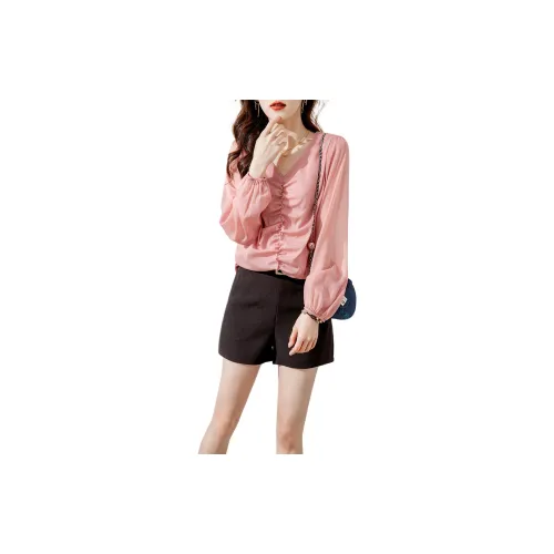 Wbwq Chiffon Shirts Women's Pink