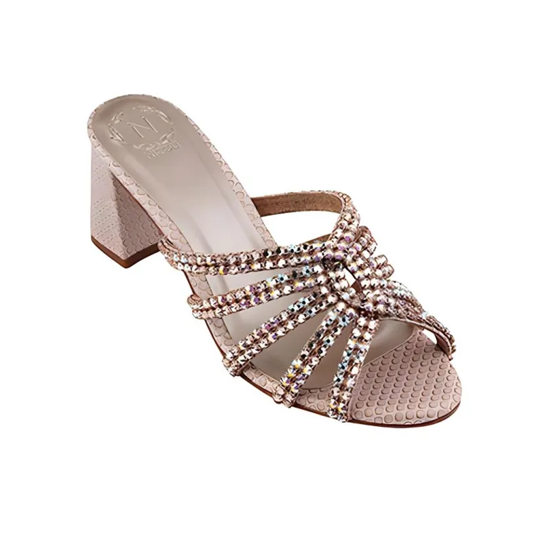 NICOLI Slide Slippers 7cm Women's Pink-2