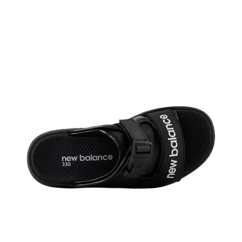 New Balance NB 330 Quiet Slip Resistant Slide Slippers Women's Black White-4