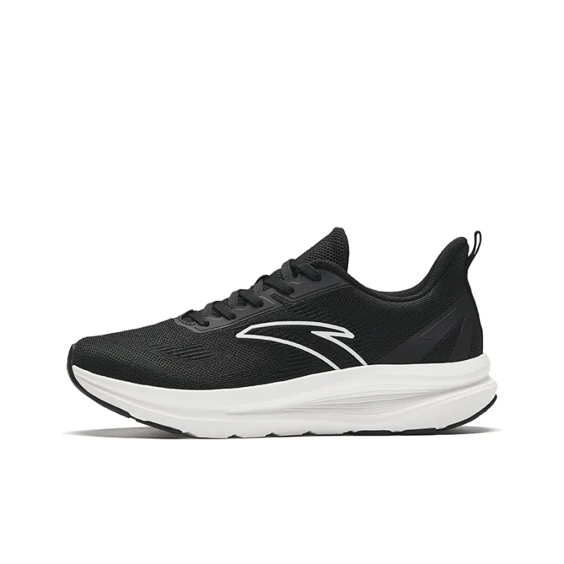 Anta Running Collection Cushioning Slip Resistant Low Top Running Shoes Men's Black White-0
