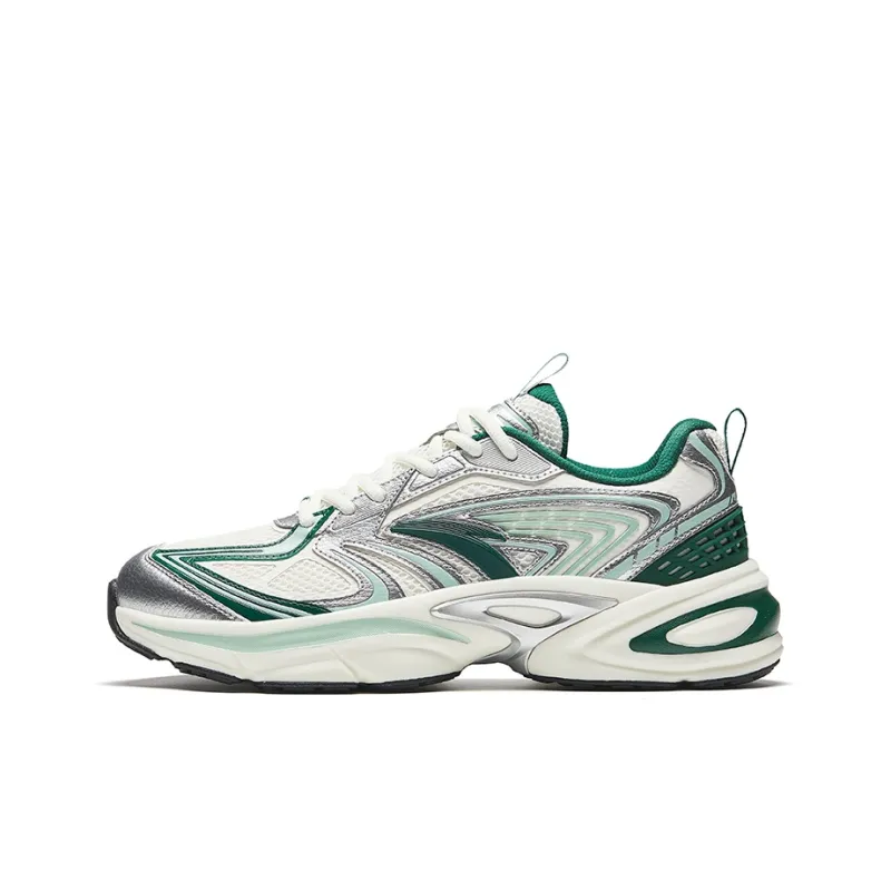 Anta Life Collection Cushioning Wear Resistant Low Top Casual Shoes Men's Silver White Green-0