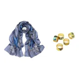 Blue+Random Silk Scarf Buckle