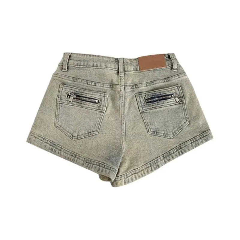 MM Denim Shorts Women's Stone Grinded Yellow-1