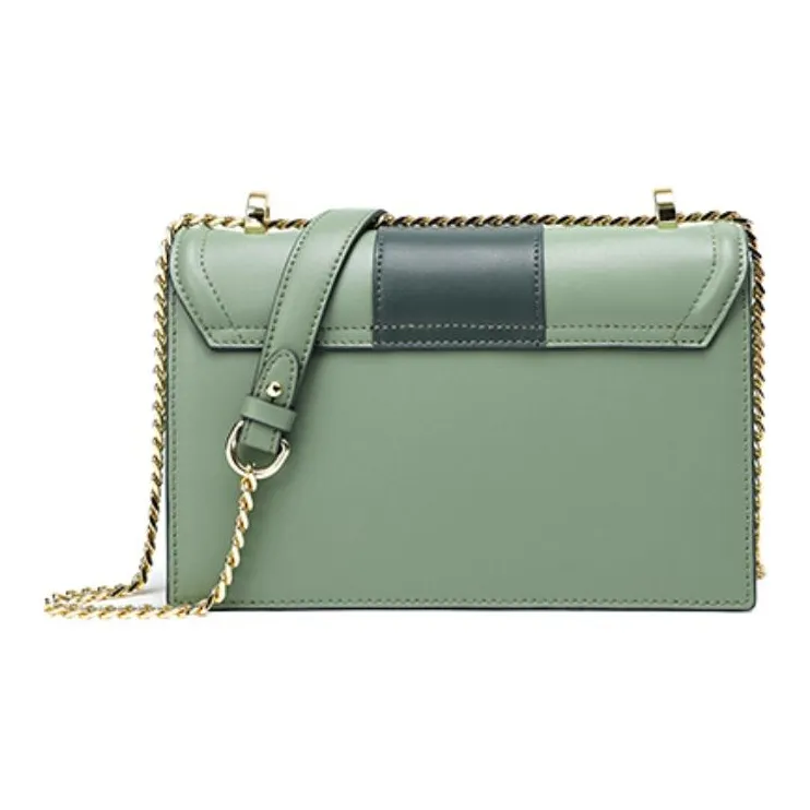 Ancient Yi Xi Cow Leather Chinoiserie Print Craft Chain Bag, Shoulder Bag, Crossbody Bag Women's Celadon-3