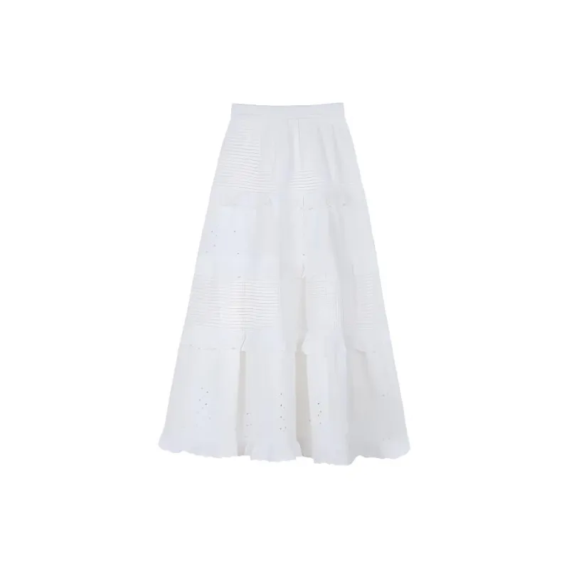 ZAZN Casual Long Skirts Women's White-1
