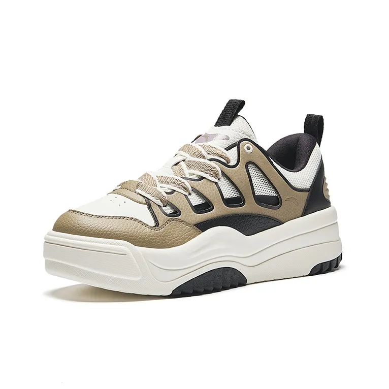 Anta Life Collection Anti-Slip Wear-Resistant Low-Top Skateboard Shoes Men's Brown White Black-1