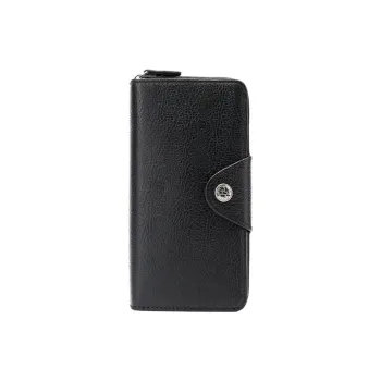 DOSRFINI Top Grain Cow Leather Money Clip Square Clutch Wallet Regular Men's Black