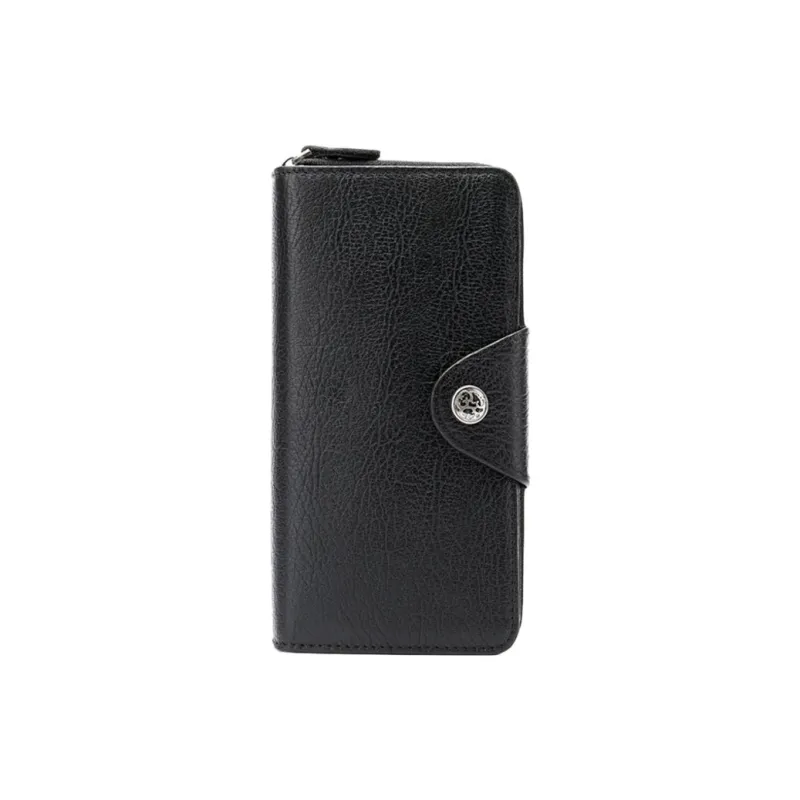 DOSRFINI Top Grain Cow Leather Money Clip Square Clutch Wallet Regular Men's Black-0