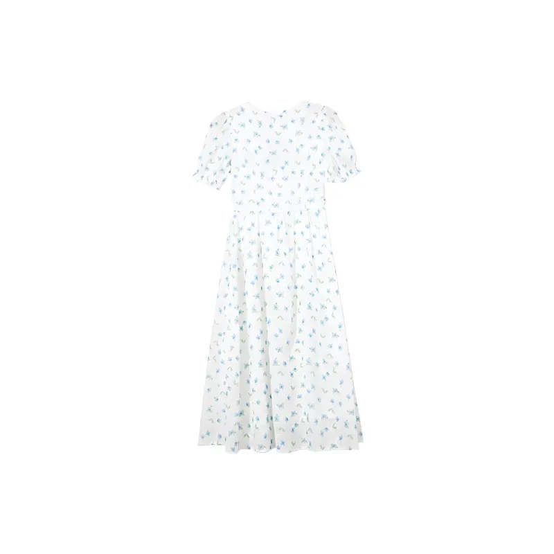 WESTLINK Short-Sleeved Dresses Women's White/Blue Color-1
