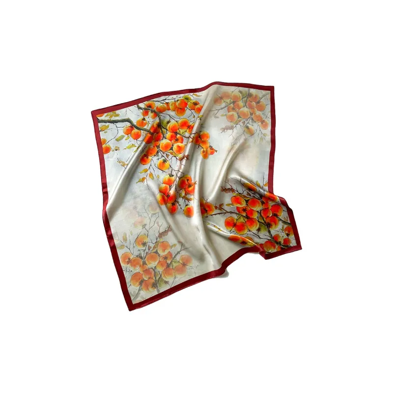 Hang Silk Road 100% Mulberry Silk Silk Scarves Women's Orange-0