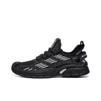 Warrior Mesh Men's Shoes For Summer Lightweight And Breathable Low Top Casual Shoes Men's Black
