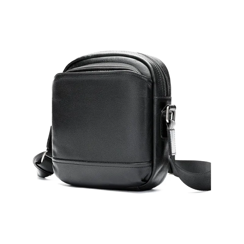 DOSRFINI Genuine Leather Shoulder Bag, Crossbody Bag Men's Black-1