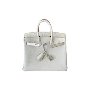 HERMES Birkin Crocodile Leather Togo Calfskin Birkin Bag Handbags Women's Glacier White Touch