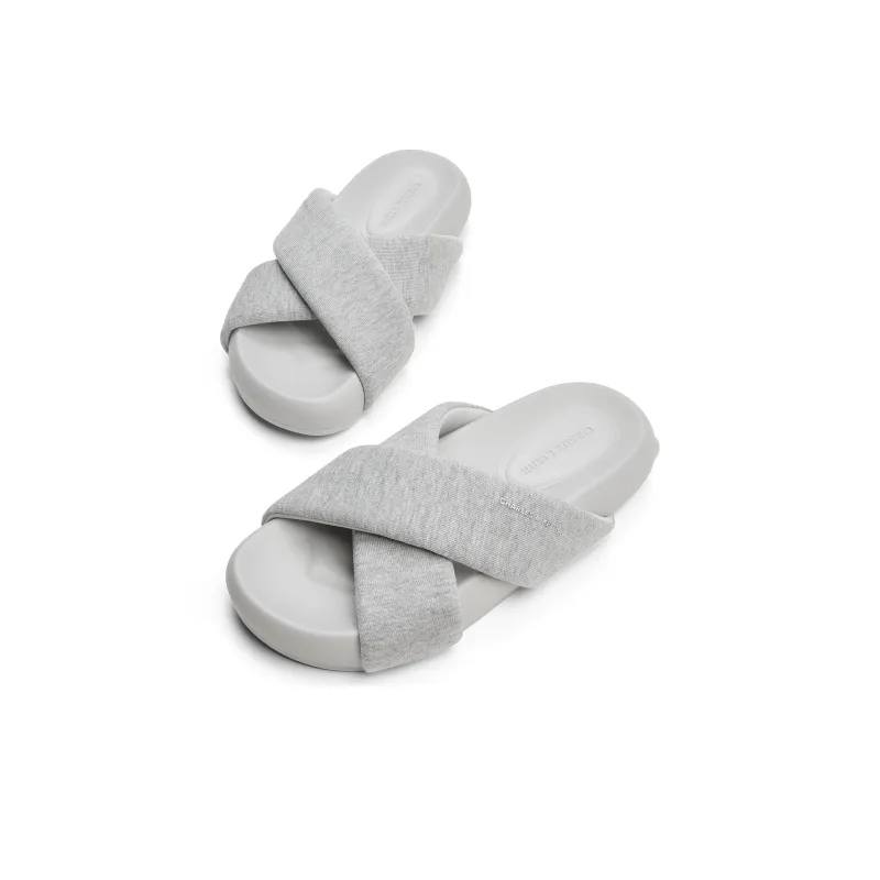 CHARLES&KEITH Composite Sole Slide Slippers 3.8cm Women's Black/Light Grey-5