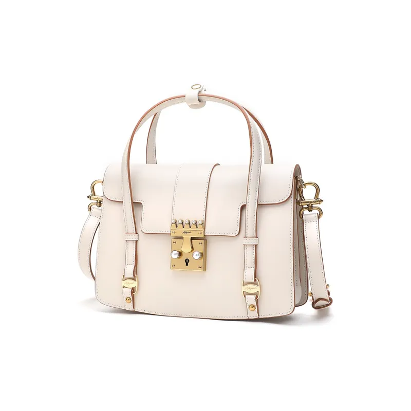 Miguel Vieira Cow Leather Portable Crossbody Bag Shoulder Bag Small Size Women's White-1