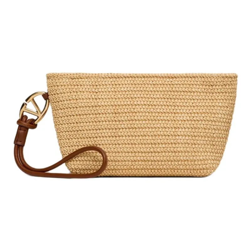 Valentino GARAVANI Raffia Clutch Women's Natural & Tobacco-0