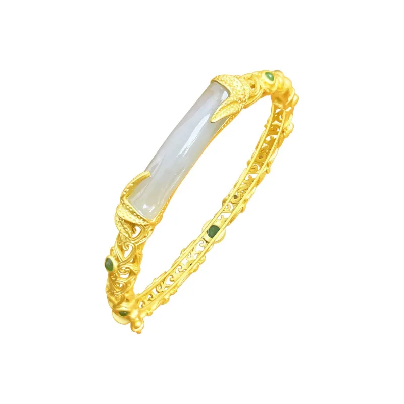 Love Hetian Jade Bangles Green Jade Women's-5