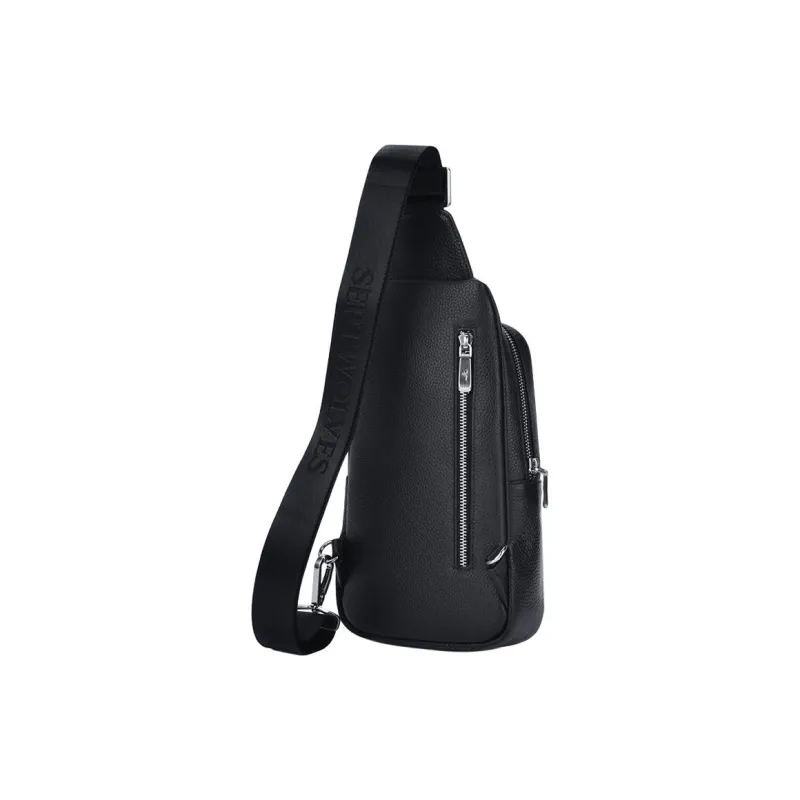 SEPTWOLVES Cow Leather Crossbody Bag Sling Bag Regular Men's Black-3