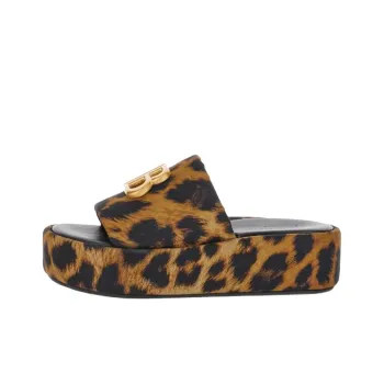 Balenciaga Rise Leopard Print Slides Women's