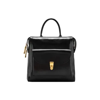 Hush Puppies Cow Leather Bonded Synthetic Leather Backpack Small Size Women's Black/Brown