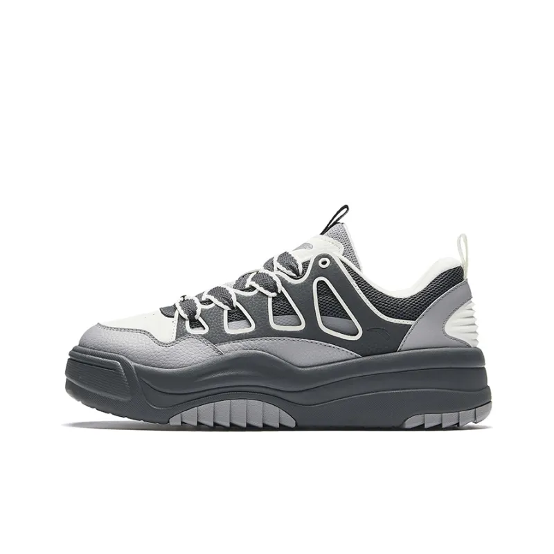 Anta Life Collection Anti-Slip Wear-Resistant Low-Top Skateboard Shoes Men's Gray White-0