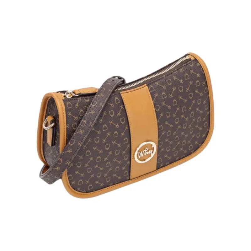 Why Artificial Leather Crossbody Bag, Shoulder Bag Medium Size Women's Coffee & Camel-2