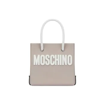 MOSCHINO Calfskin Tote Bag Shopping Bag Handbag Shoulder Bag Mini Women's Light Brown