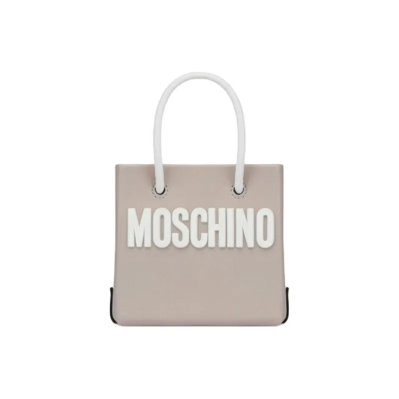 MOSCHINO Calfskin Tote Bag Shopping Bag Handbag Shoulder Bag Mini Women's Light Brown-0