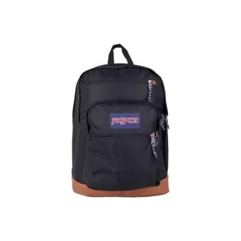 JanSport Fabric With Leather Backpack Large Size Unisex Black