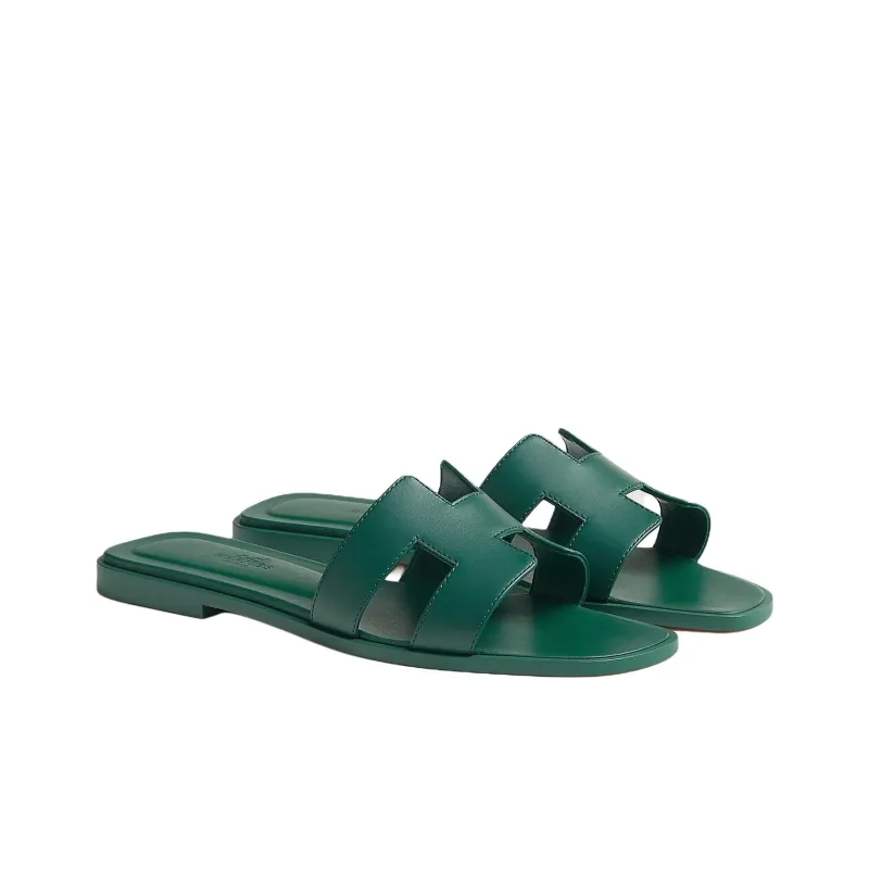 HERMES Oran Abrasion Resistant Slide Slippers Women's Green-2