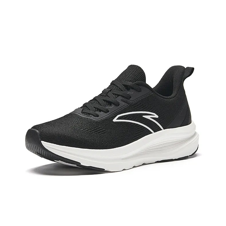 Anta Running Collection Cushioning Slip Resistant Low Top Running Shoes Men's Black White-1