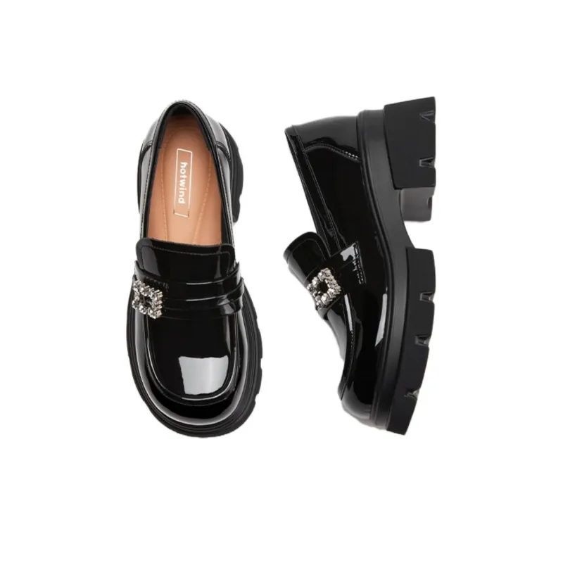Hotwind Loafers 6cm Women's Black-4
