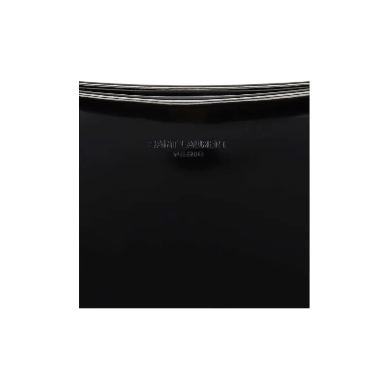 SAINT LAURENT Patent Leather One Shoulder Handbags Women's Black-5