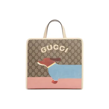 GUCCI Canvas Bag, Tote Bag, Shopping Bag, Handbag Kids' Beige Yellow & Ebony