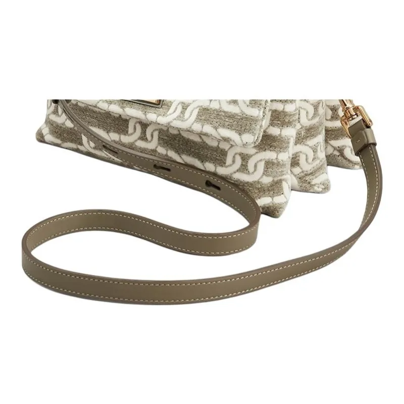 TOD'S Timeless Leather With Fabric Handbag, Shoulder Bag Mini Women's Cream Gray-5