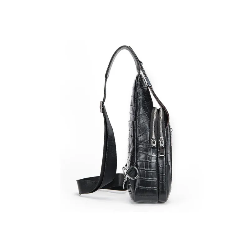 DOSRFINI Top Grain Cow Leather Sling Bag Regular Men's Black-4