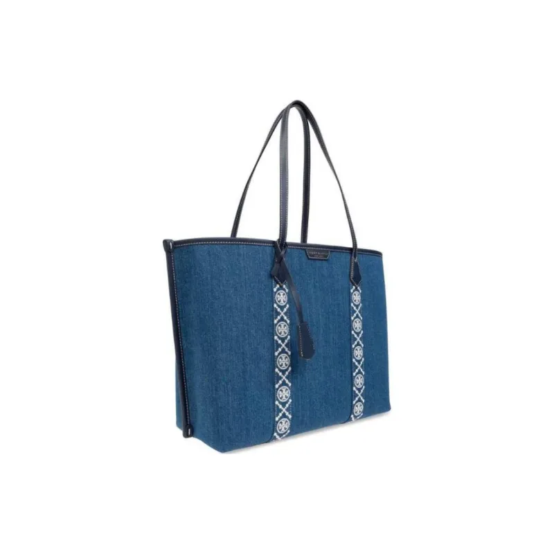 TORY BURCH Perry Denim Tote Bag Shopping Bag Shoulder Bag Handbag Women's Blue-2