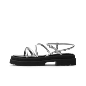 CHARLES&KEITH Small Ck One Strap Sandals 4.1cm Women's Silver/Silver/Beige/Beige/Black