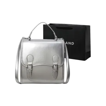 PINK·LAND PU Double Shoulder Handbag Women's Silver White/Burgundy/Black