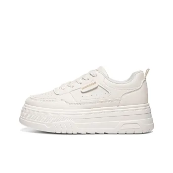 Warrior Student Platform White Sneakers Height Increasing Lightweight Breathable Low Top Skateboard Shoes Women's Beige