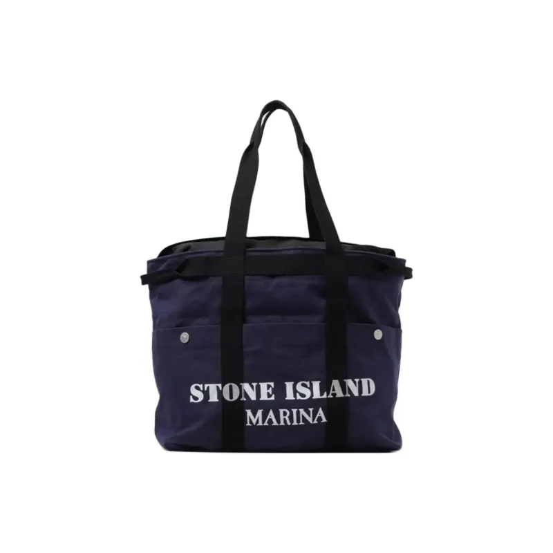 STONE ISLAND Marina Coated Canvas Bag, Tote Bag, Shopping Bag, Shoulder Bag, Handbag Men's Blue-1