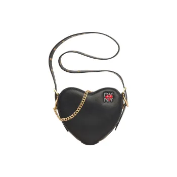 DKNY Leather Heart-Shaped Crossbody Bag Women's Black