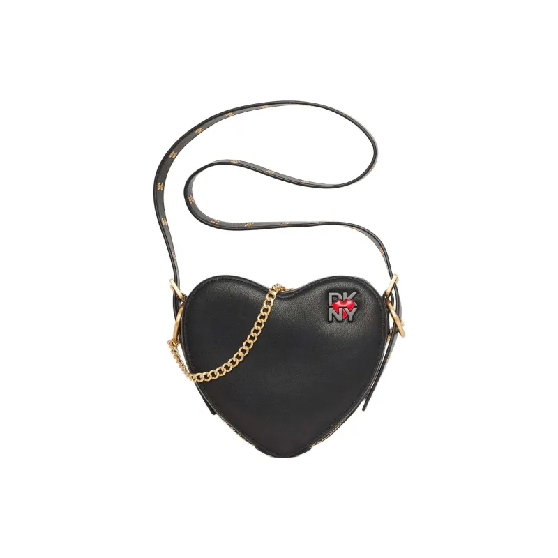 DKNY Leather Heart-Shaped Crossbody Bag Women's Black-0