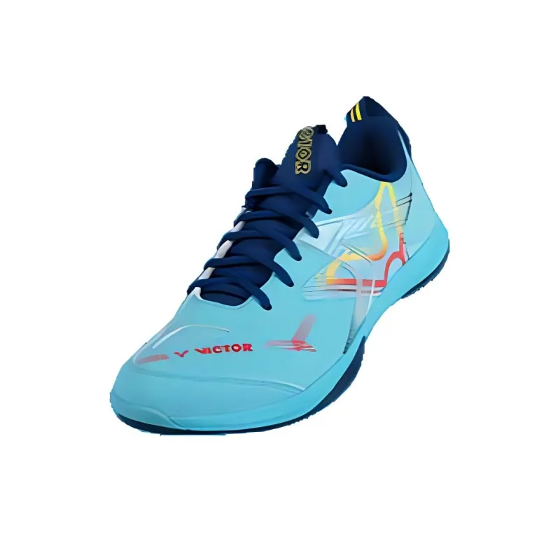 VICTOR Cushioned Slip-Resistant Low-Top Badminton Shoes Unisex Green Blue-2