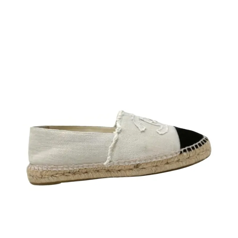 CHANEL Espadrilles Women's White Black-2